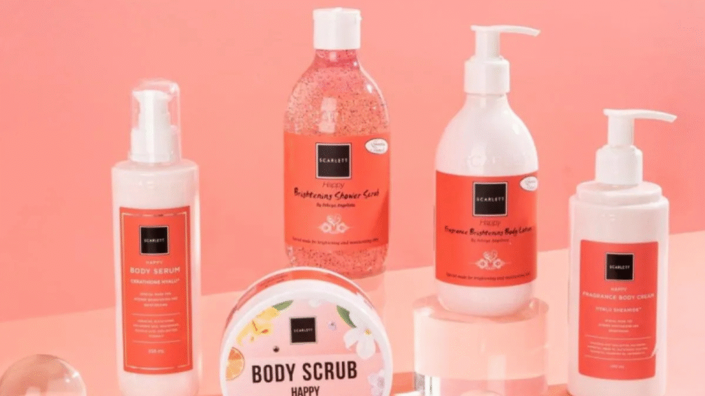 Ilustrasi keberhasilan brand Scarlett menjual 1 juta produk melalui kampanye Shopee Live dengan host interaktif, promosi real-time, dan peningkatan konversi.