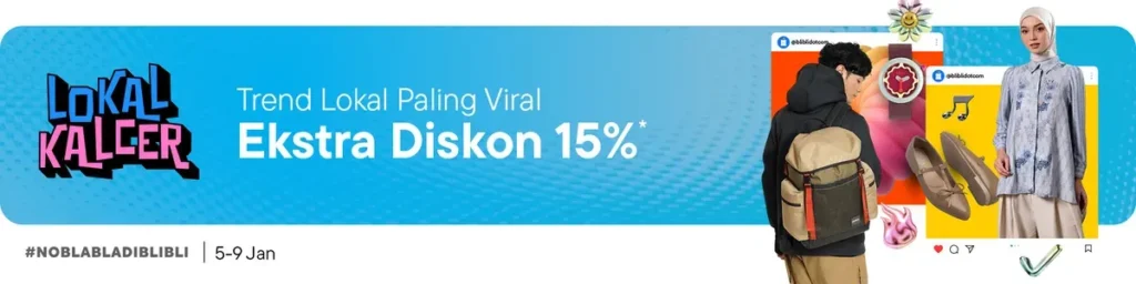 Promo LOKAL KALCER di Blibli dengan ekstra diskon 15 persen untuk produk lokal yang sedang viral