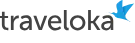 Logo Traveloka dengan ikon burung berwarna biru sebagai platform booking tiket pesawat, hotel, dan perjalanan online terpercaya di Indonesia.